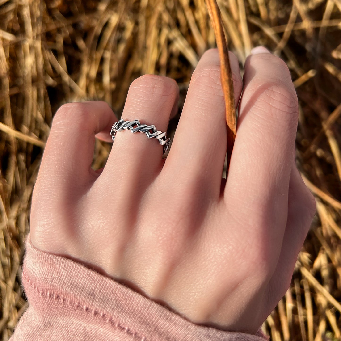 Celtic Knot Band Ring in Oxidized Sterling Silver