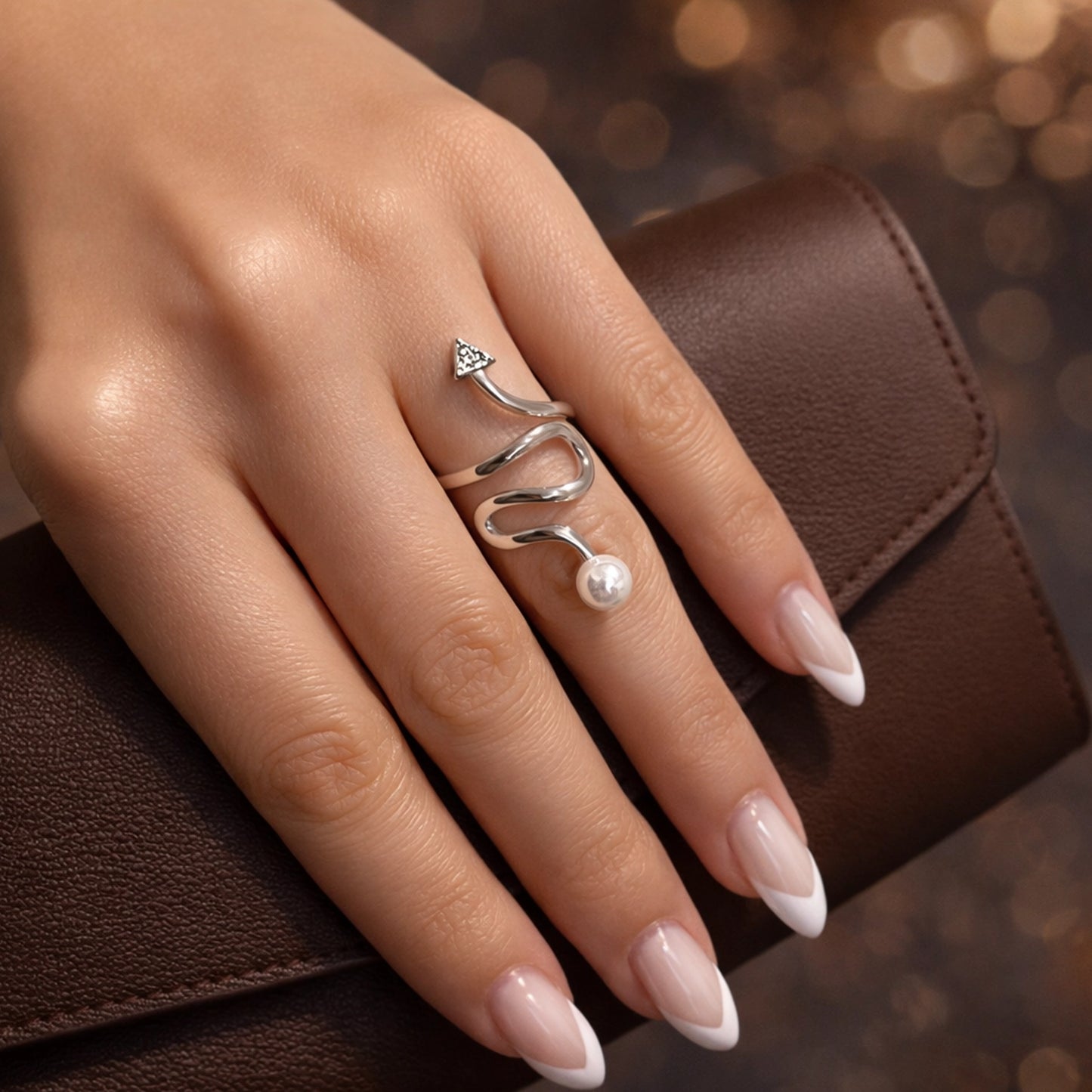 Pearl Spiral Ring Sterling Silver
